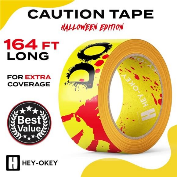 164 Ft Long Halloween Do Not Enter Caution Tape Roll - 3-Inch Wide - Picture 2 of 7